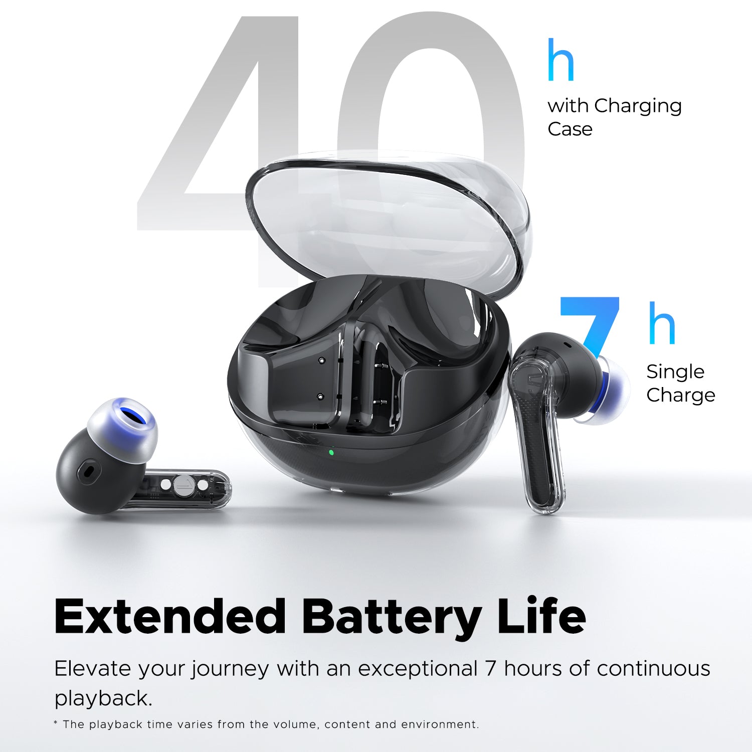 SoundPEATS Clear Wireless Earbuds 40hrs battery - TechBuy.Shop
