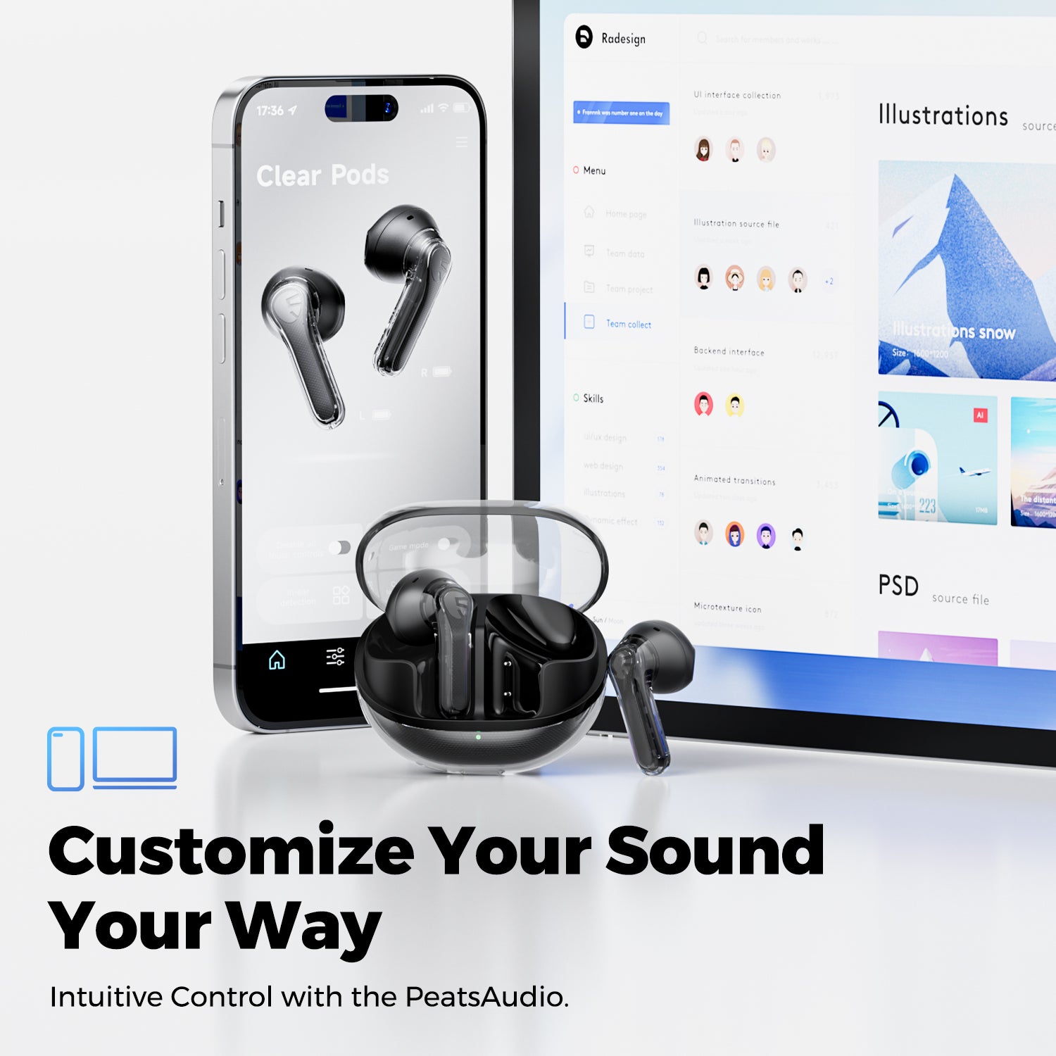 SoundPEATS Clear Pods Wireless Earbuds